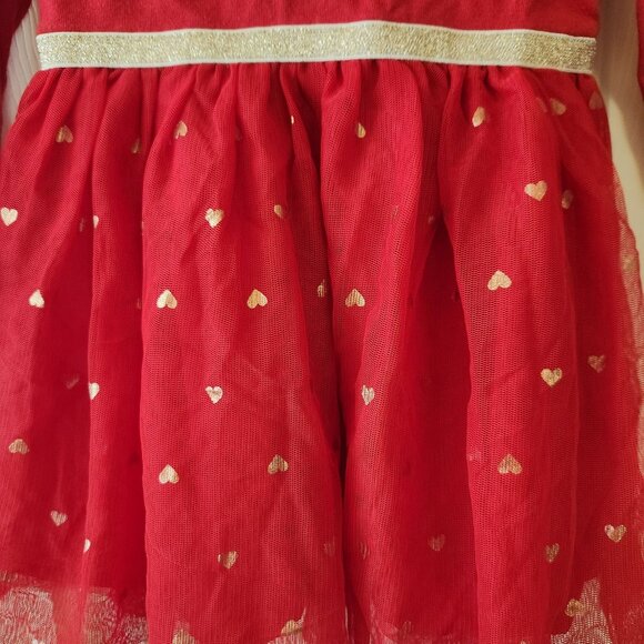 Cat and Jack Love Theme Red Long Sleeve Dress Glitter Print Hearts 2T - Picture 3 of 11